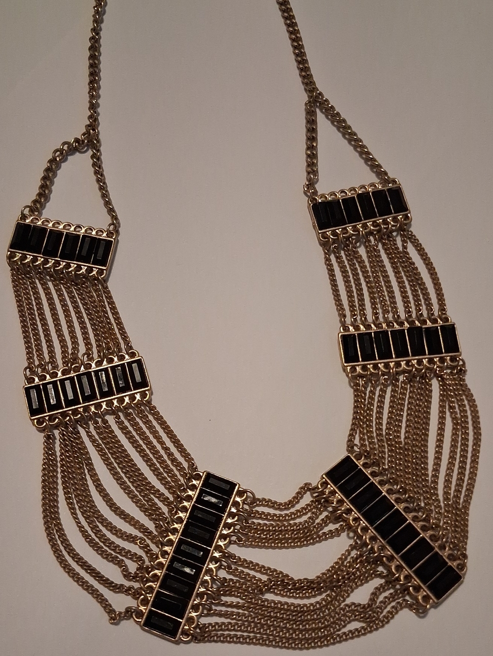 Claire's Gold-Tone Multi-Strand Necklace with Black Accents